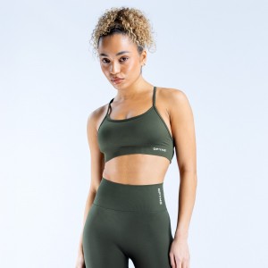 DFYNE Dynamic Backless Sport BH Damen Olivgrün | 037NJAOFC