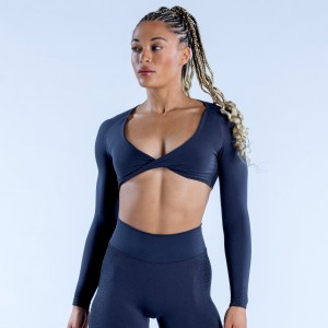 DFYNE Ignite Twist Front Crop Oberteil Damen Grau | 756OAEWMI