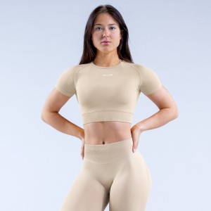 DFYNE Impact Crop Oberteil Damen Beige | 135HLCWPD