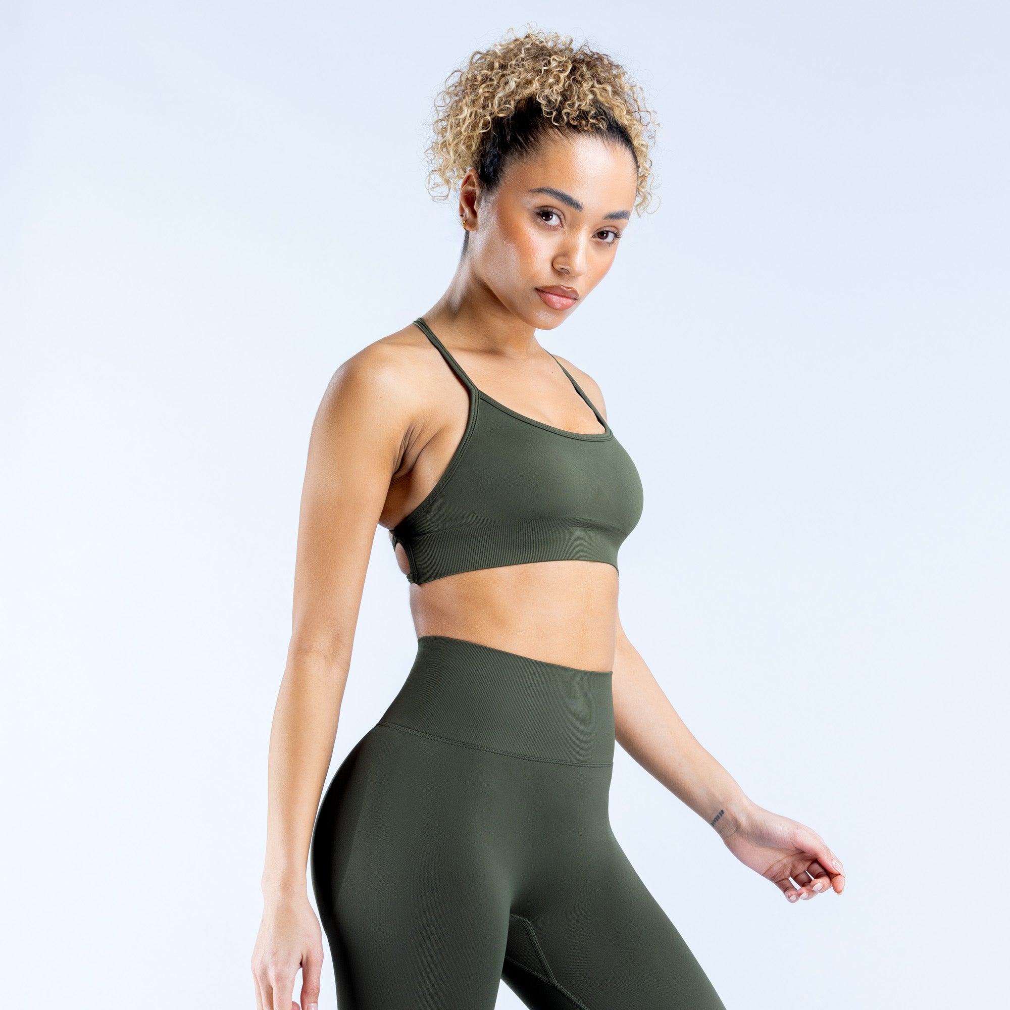 DFYNE Dynamic Backless Sport BH Damen Olivgrün | 037NJAOFC