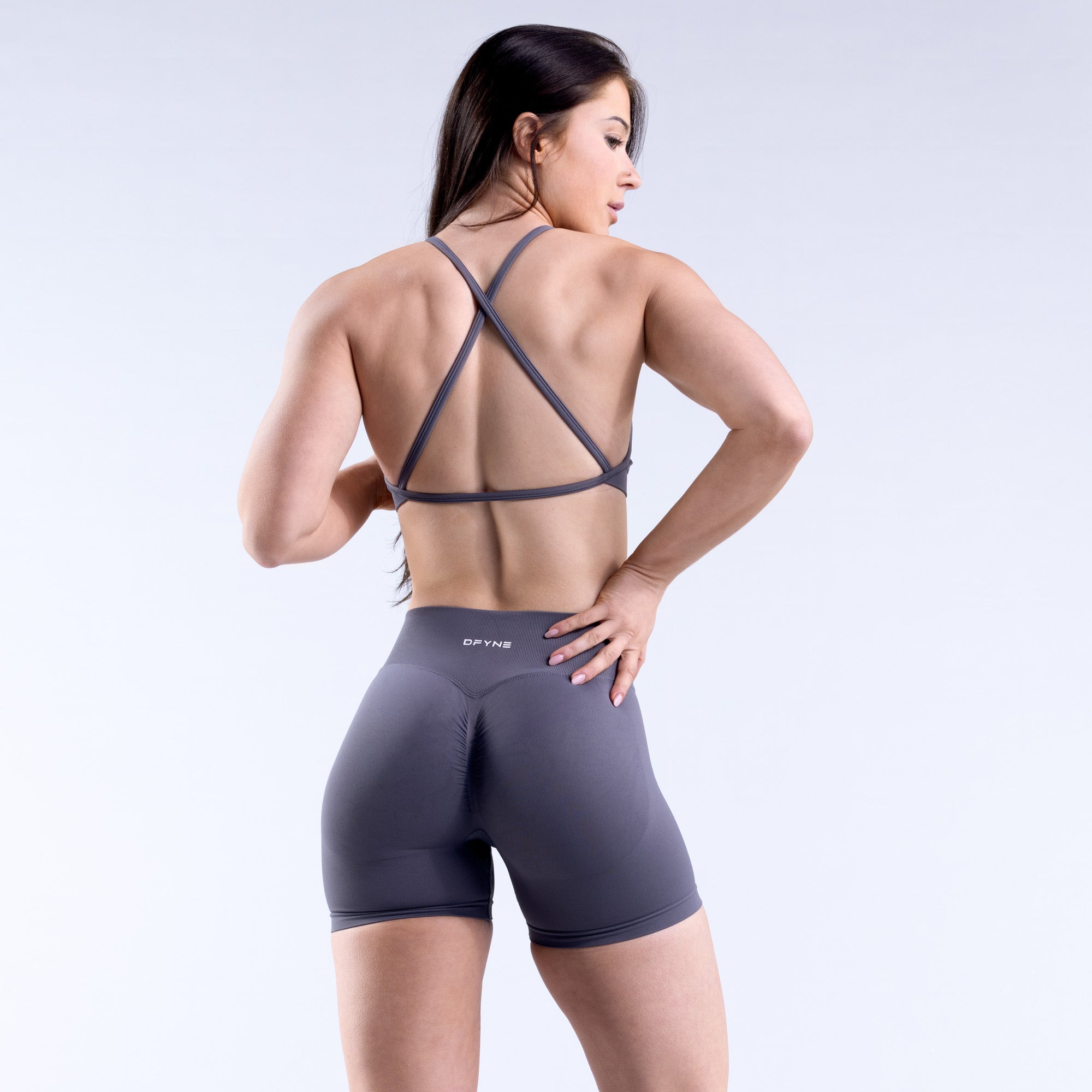 DFYNE Dynamic High Neck Backless Sport BH Damen Dunkelgrau | 105CWEJLO