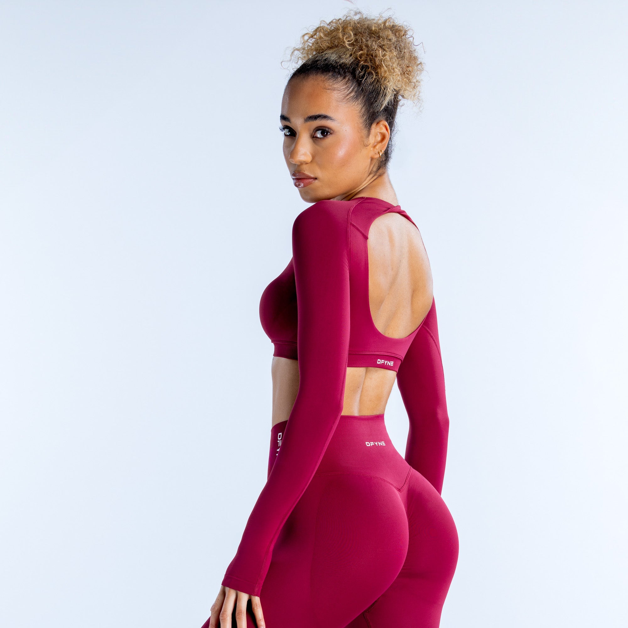 DFYNE Dynamic Long Sleeve Crop Oberteil Damen Fuchsie | 518YBUPWA