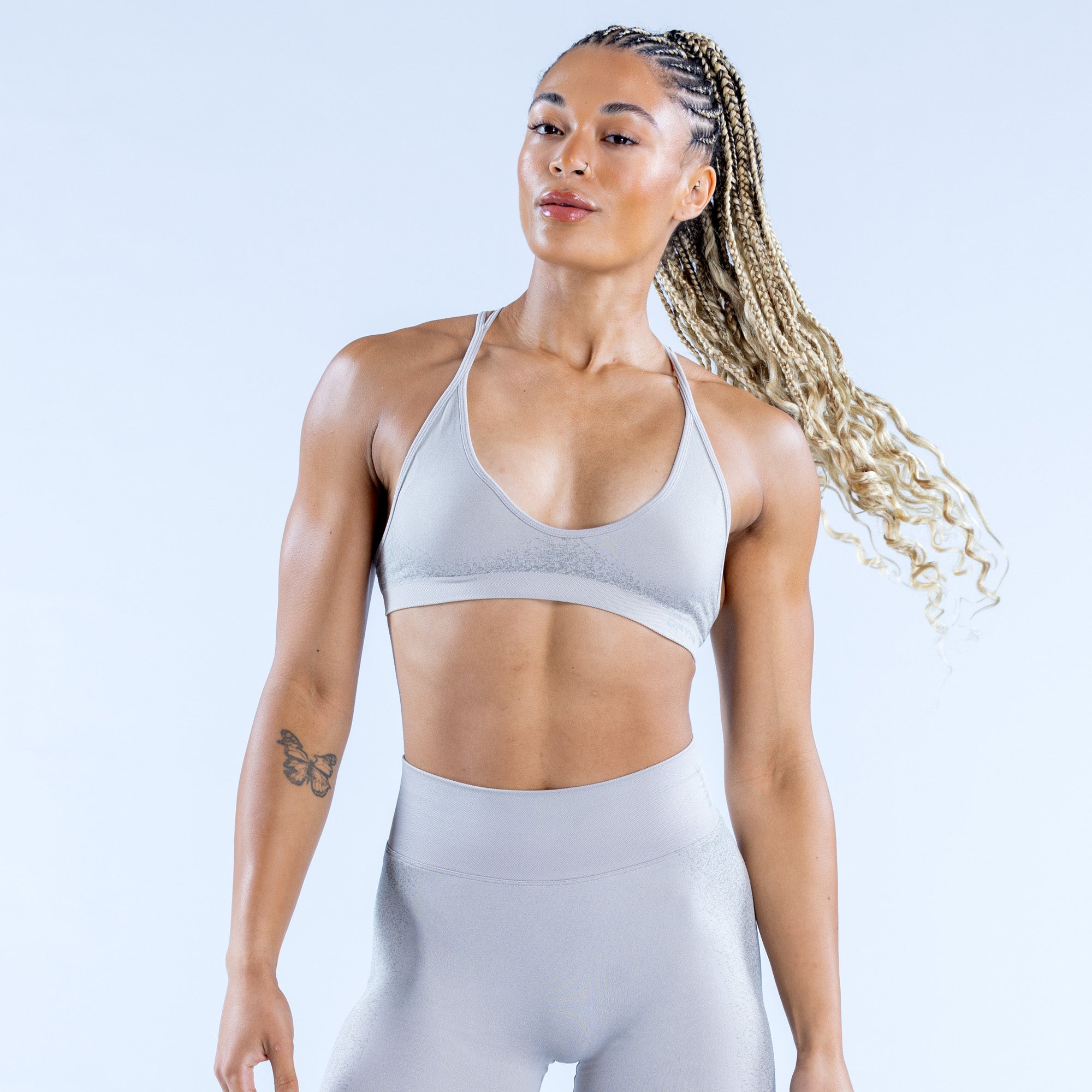 DFYNE Ignite Cross Back Sport BH Damen Hellgrau | 329TKUNMA