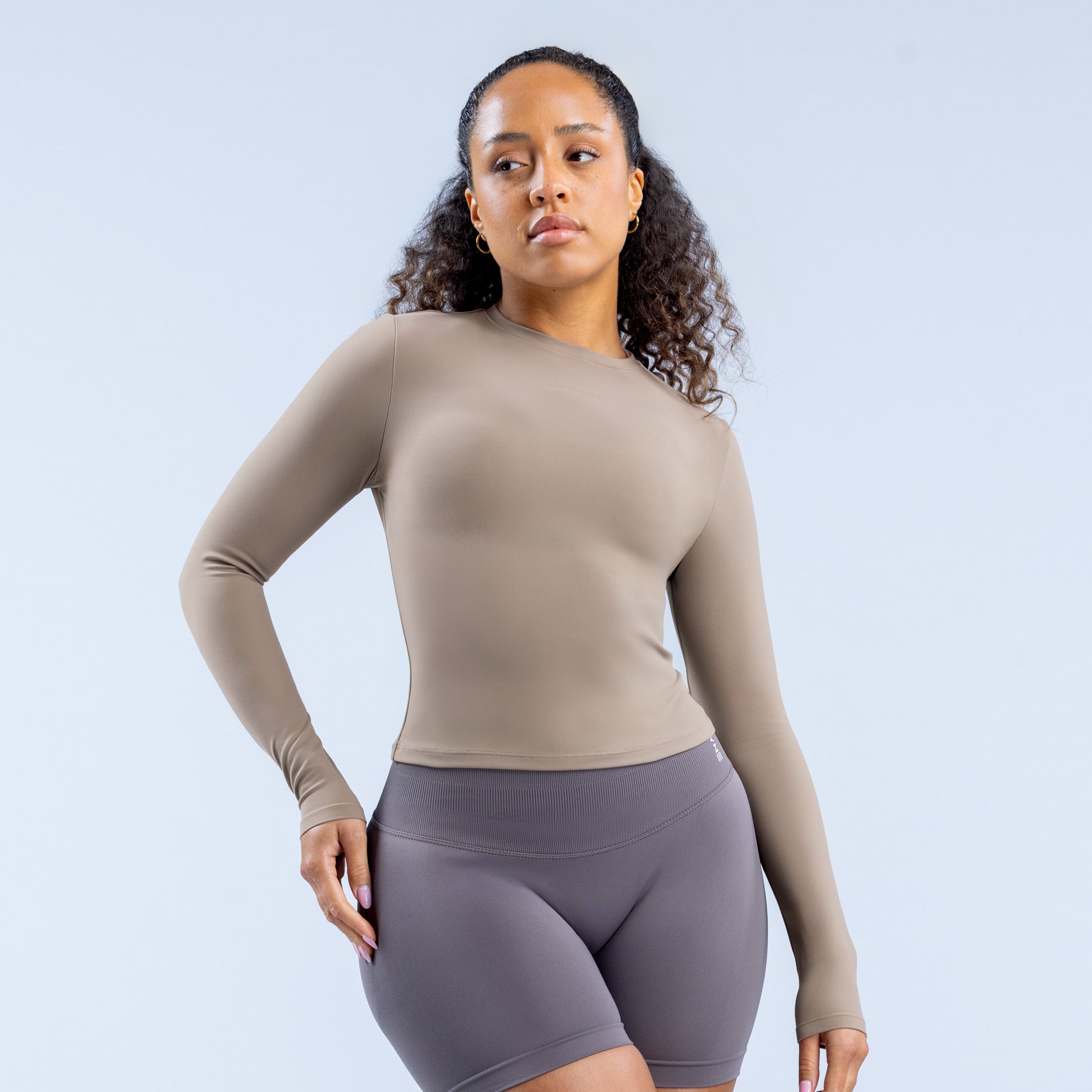 DFYNE Origin Fitted Long Sleeve Oberteil Damen Khaki | 061EZMIQX