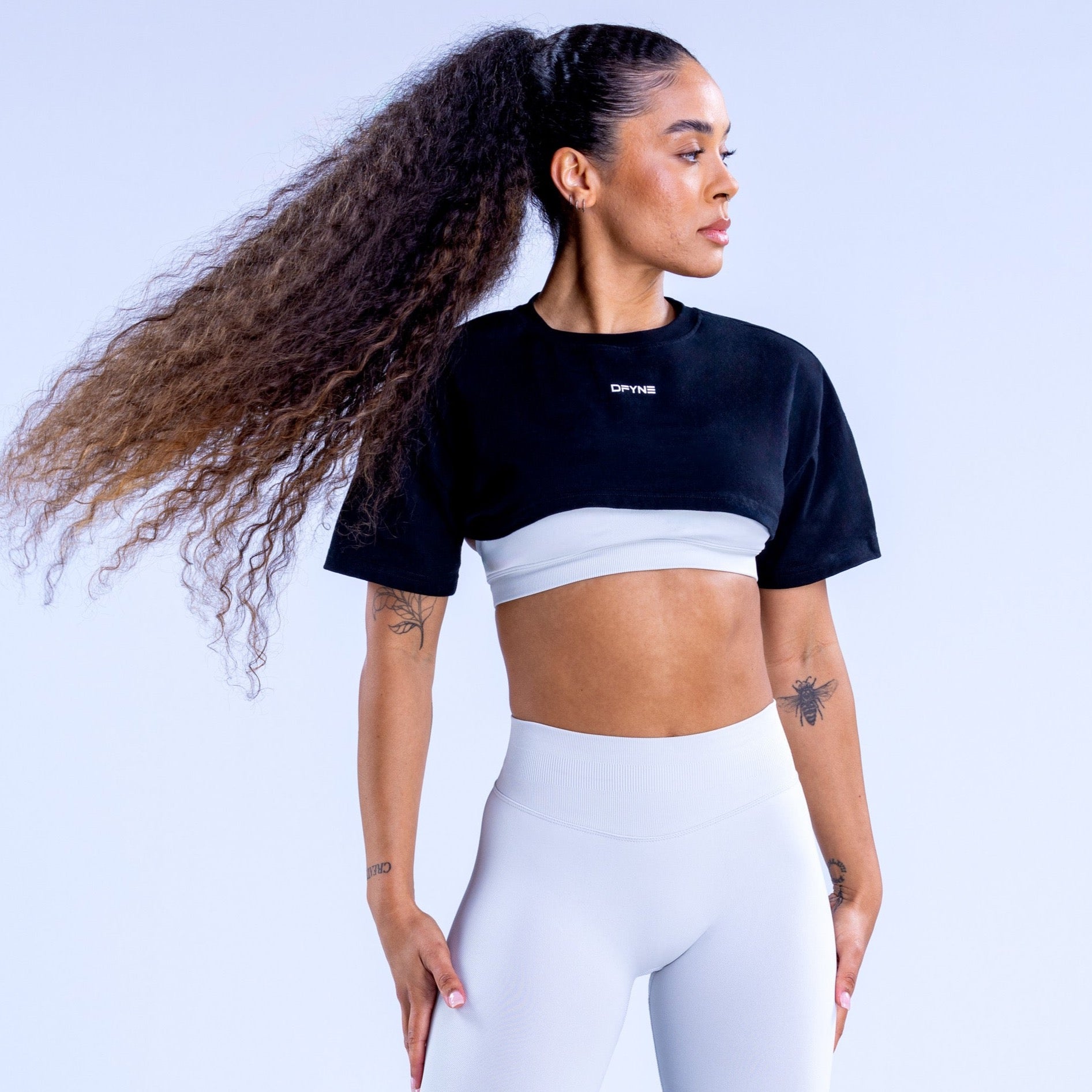 DFYNE Revive Super Crop T-Shirt Damen Schwarz | 086RMODWQ