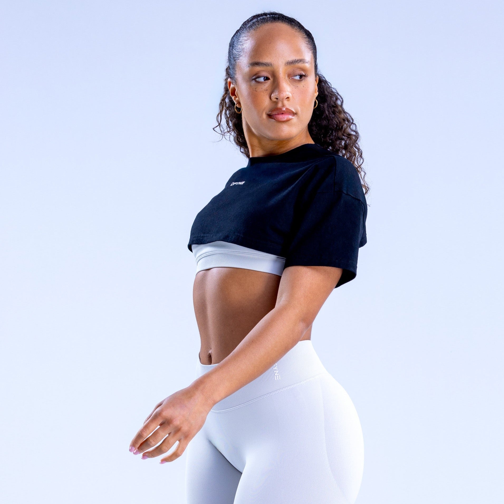 DFYNE Revive Super Crop T-Shirt Damen Schwarz | 086RMODWQ