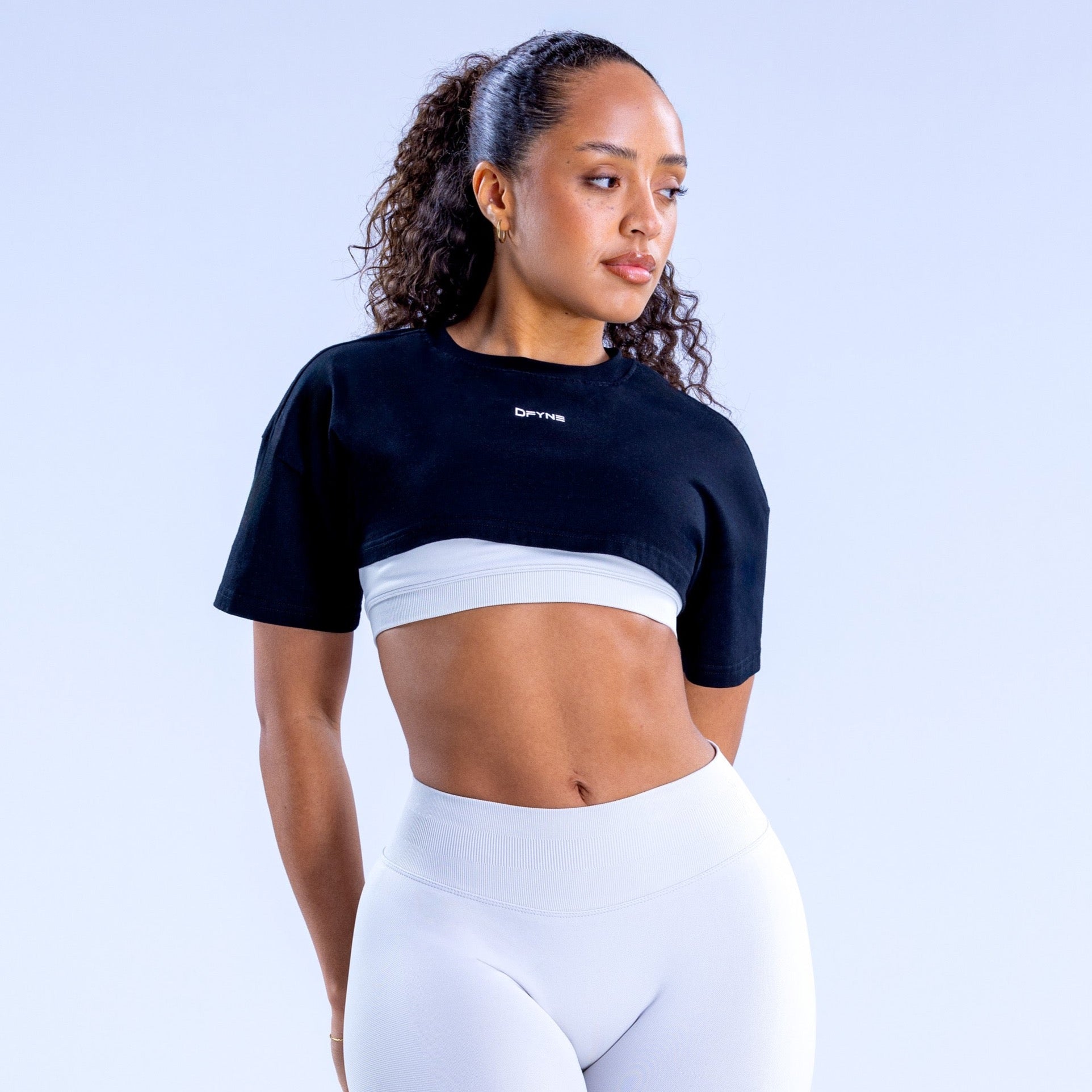 DFYNE Revive Super Crop T-Shirt Damen Schwarz | 086RMODWQ